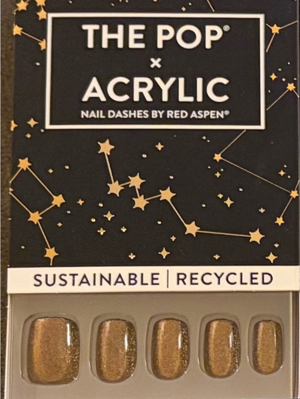 THE POP Acrylic Nail Dashes — Metallic Gold Press-On Nails